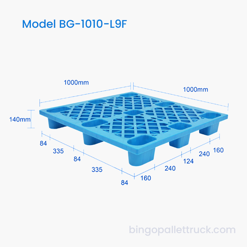 1000 x 1000 mm HDPE-Leichtkunststoffpalette mit 4-Wege-Einstieg für Gabelstapler