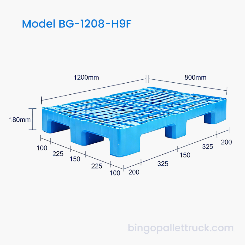 1200 x 800 mm robuste HDPE-Kunststoffpalette mit 9 Beinen für die Logistik