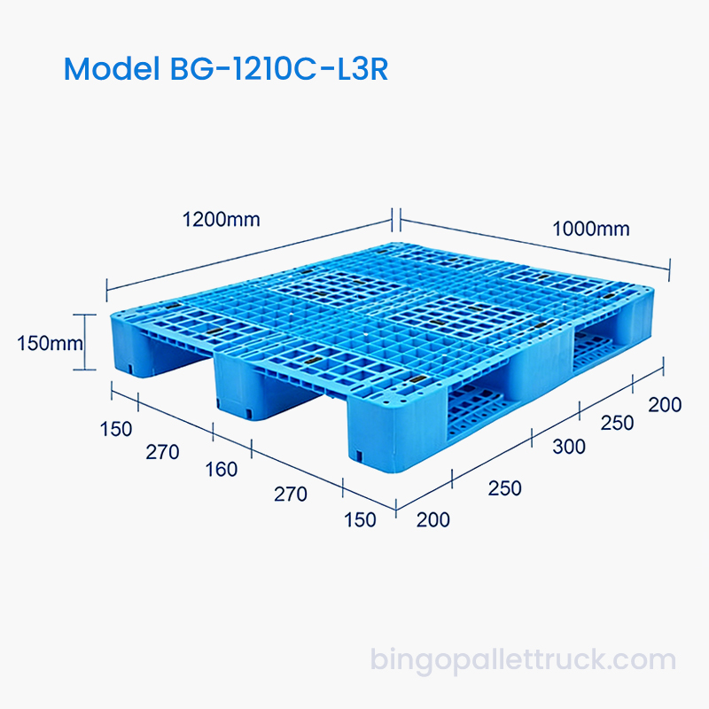 1200 x 1000 mm große Kunststoffpalette mit verstärkten Kufen für schwere, leichte Lasten