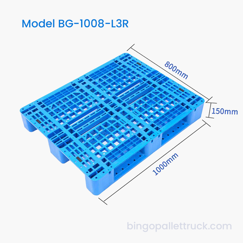 1000 × 800 mm HDPE-Kunststoffpalette mit 3 Kufen für Lagerregale