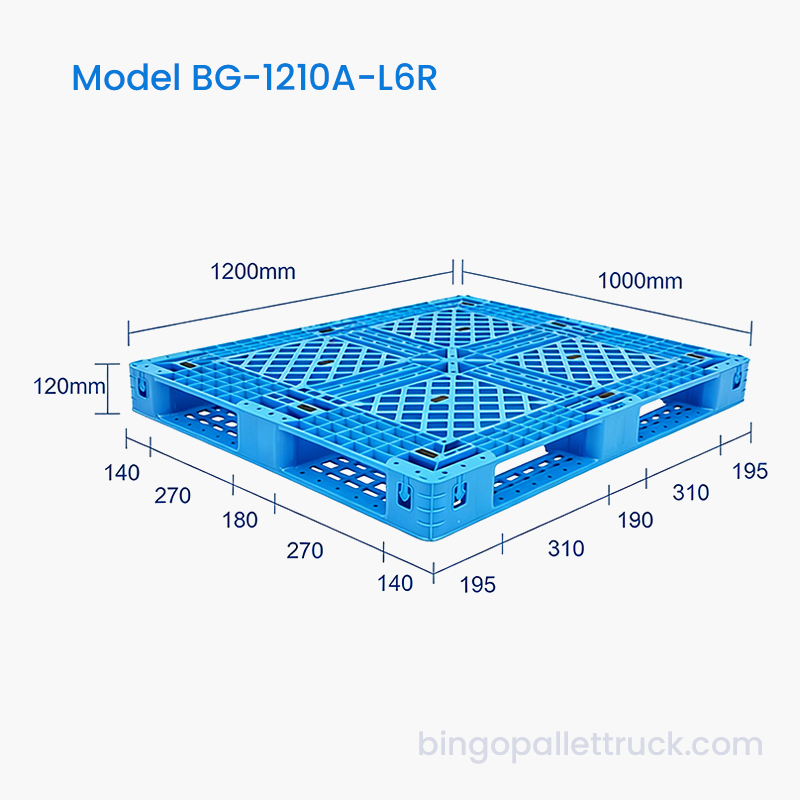 1200 x 1000 mm Sechs-Kufen-Kunststoffpalette für den Logistikeinsatz