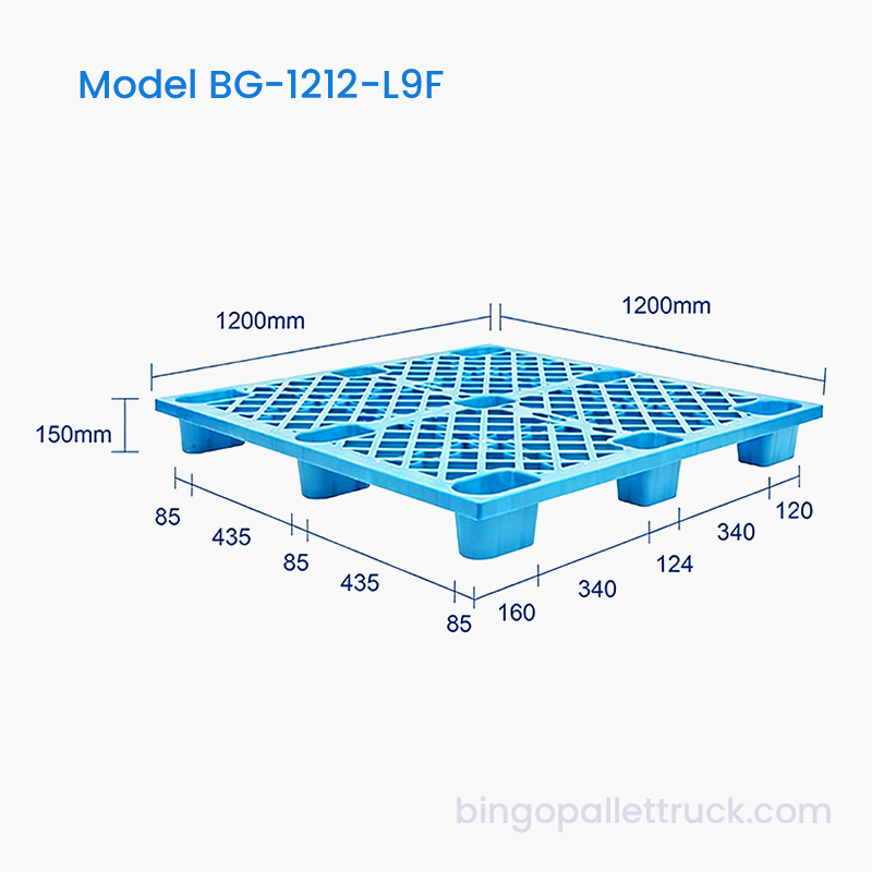 1200 x 1200 mm große Kunststoffpalette für Logistikzwecke