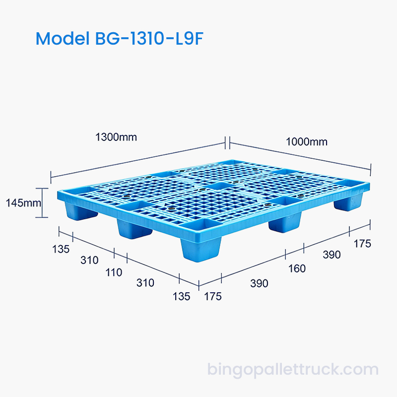 Hochfeste 1300 x 1000 mm 9-beinige, leichte Kunststoffpalette für die Logistik