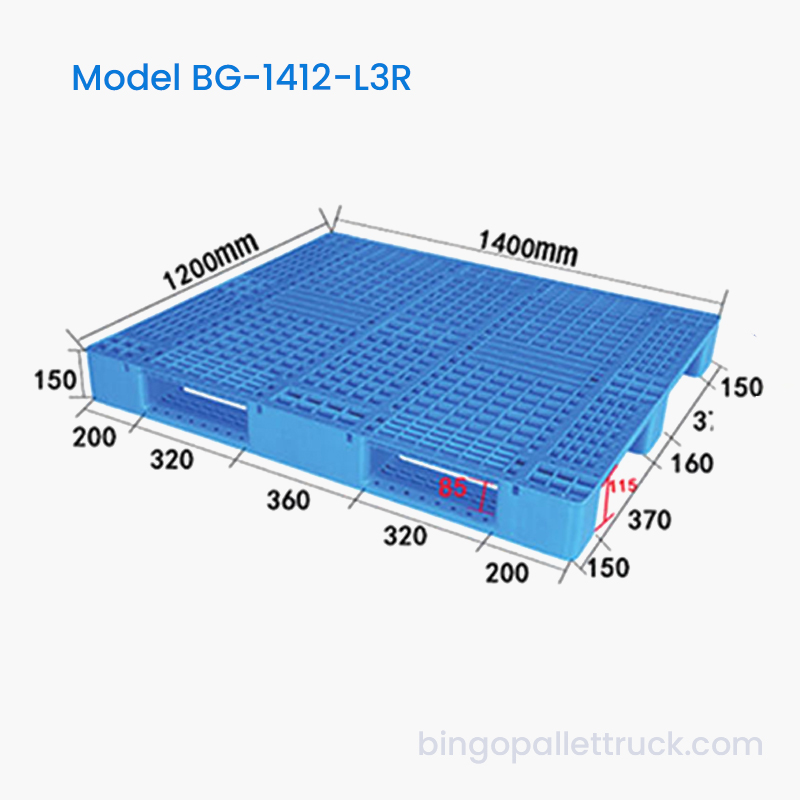 Leichte 1400 x 1200 mm große Palette mit 1000 kg dynamischer Tragfähigkeit für den Vertrieb