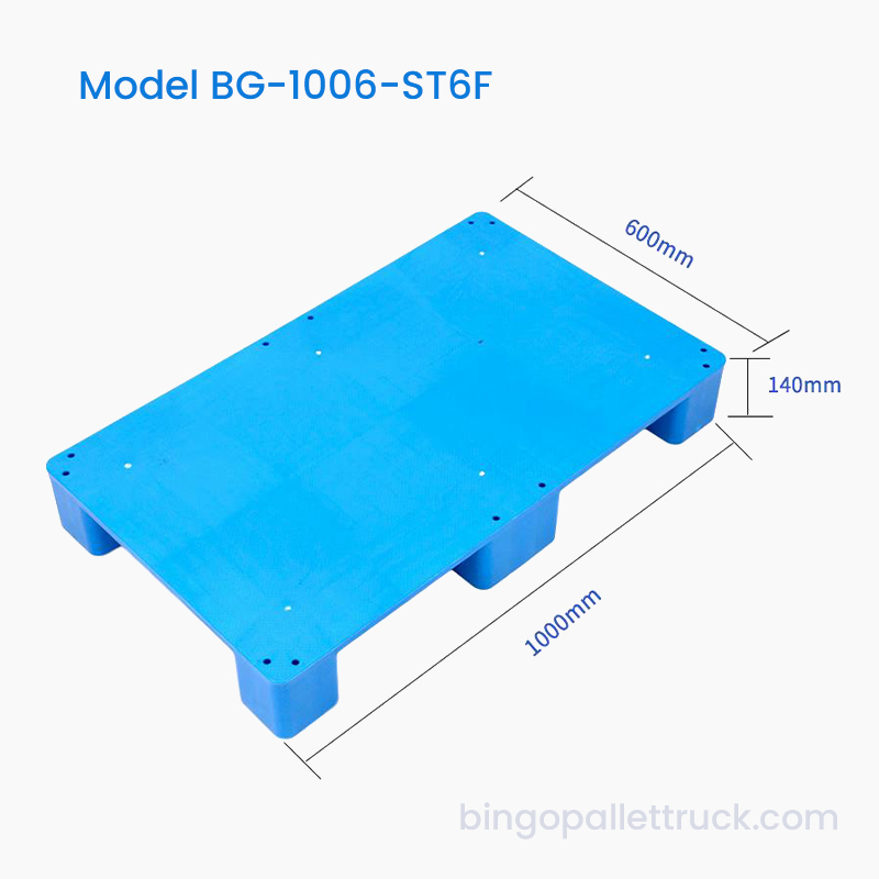 1000 x 600 mm Kunststoffpalette mit fester Oberseite im 6-Fuß-Stil für die Logistik