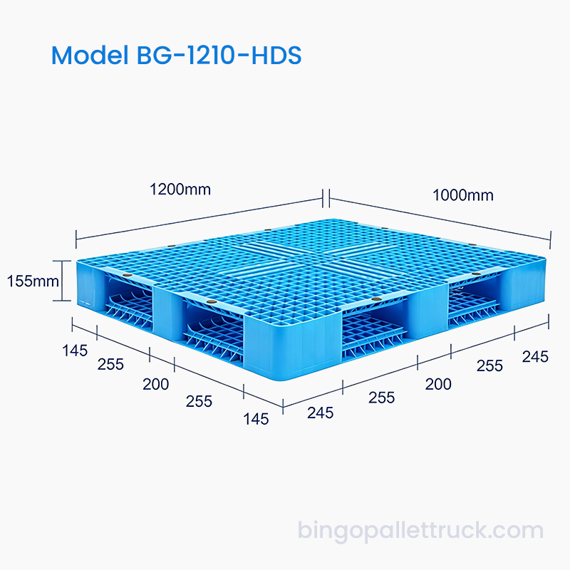 1200 x 1000 mm doppelseitige Kunststoffpalette für schwere Logistik