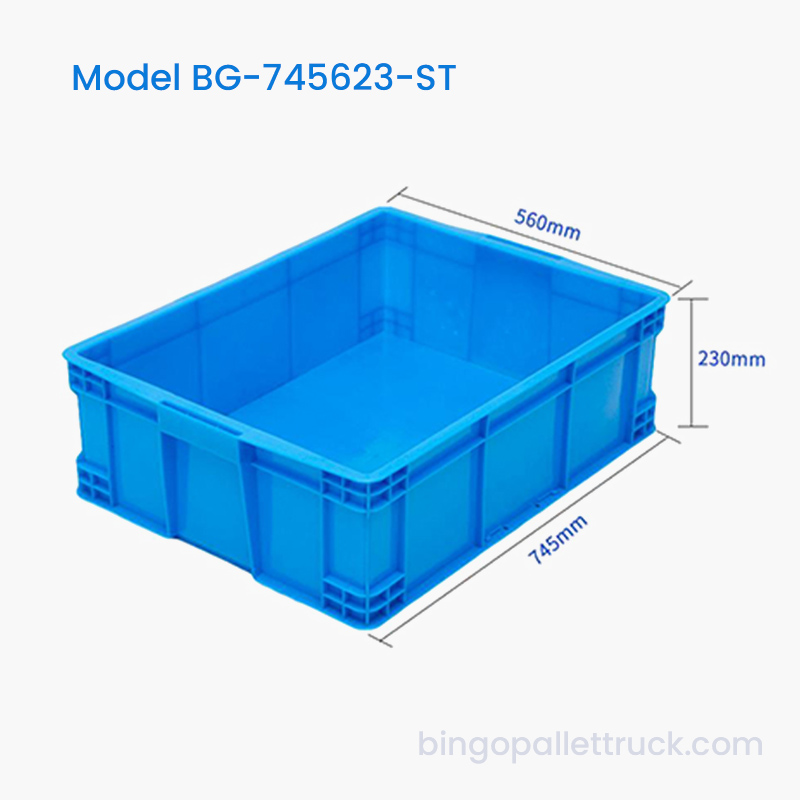 Stapelbare Kunststoff-Tragebox aus HDPE mit 77 Litern Fassungsvermögen für Werkstattteile