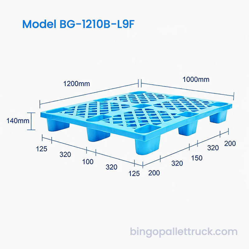 1200 x 1000 mm leichte 9 Fuß große Kunststoffpalette für die Lagerung im Einzelhandel